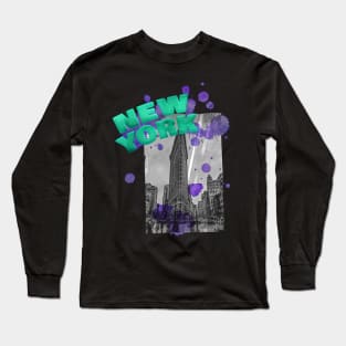 New York Drip - Teal/Purple Long Sleeve T-Shirt